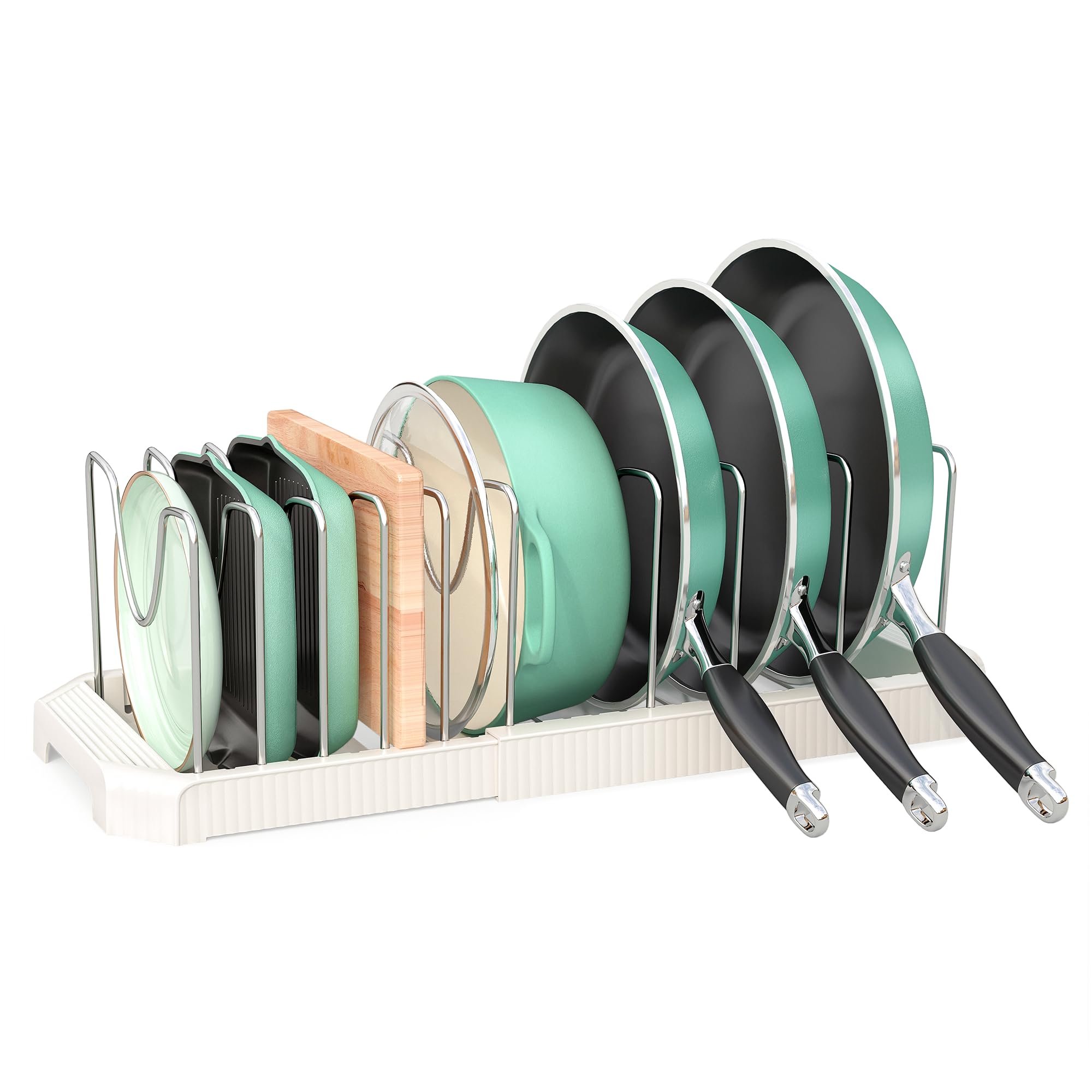 Pantasia under-cabinet pots and pans organizer extended keeps cookware within reach