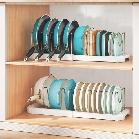 Pantasia versatile organizer for pots, pans, lids, and boards