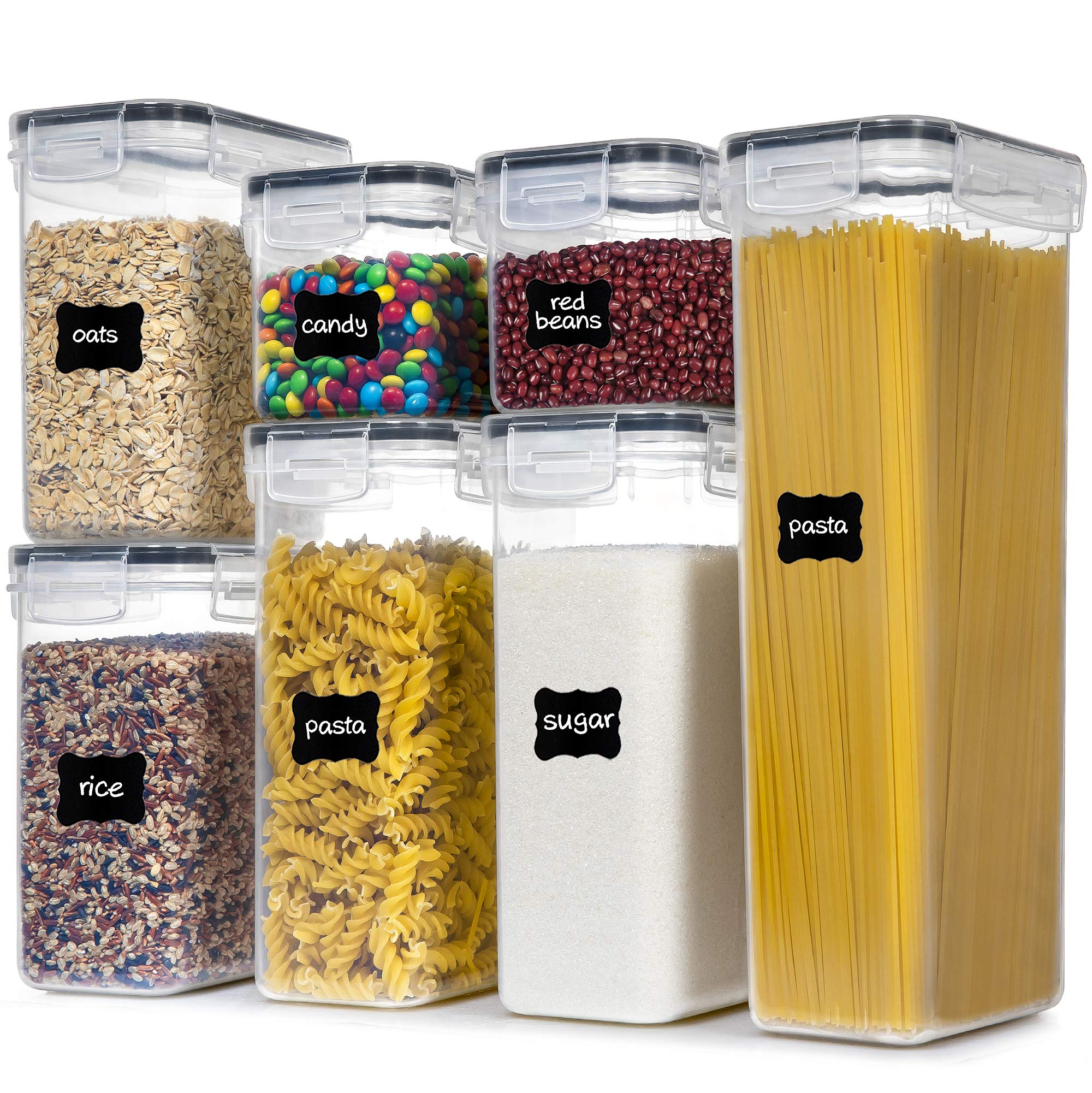 PANTRYSTAR airtight tall container keeps dry ingredients fresh and easy to identify.