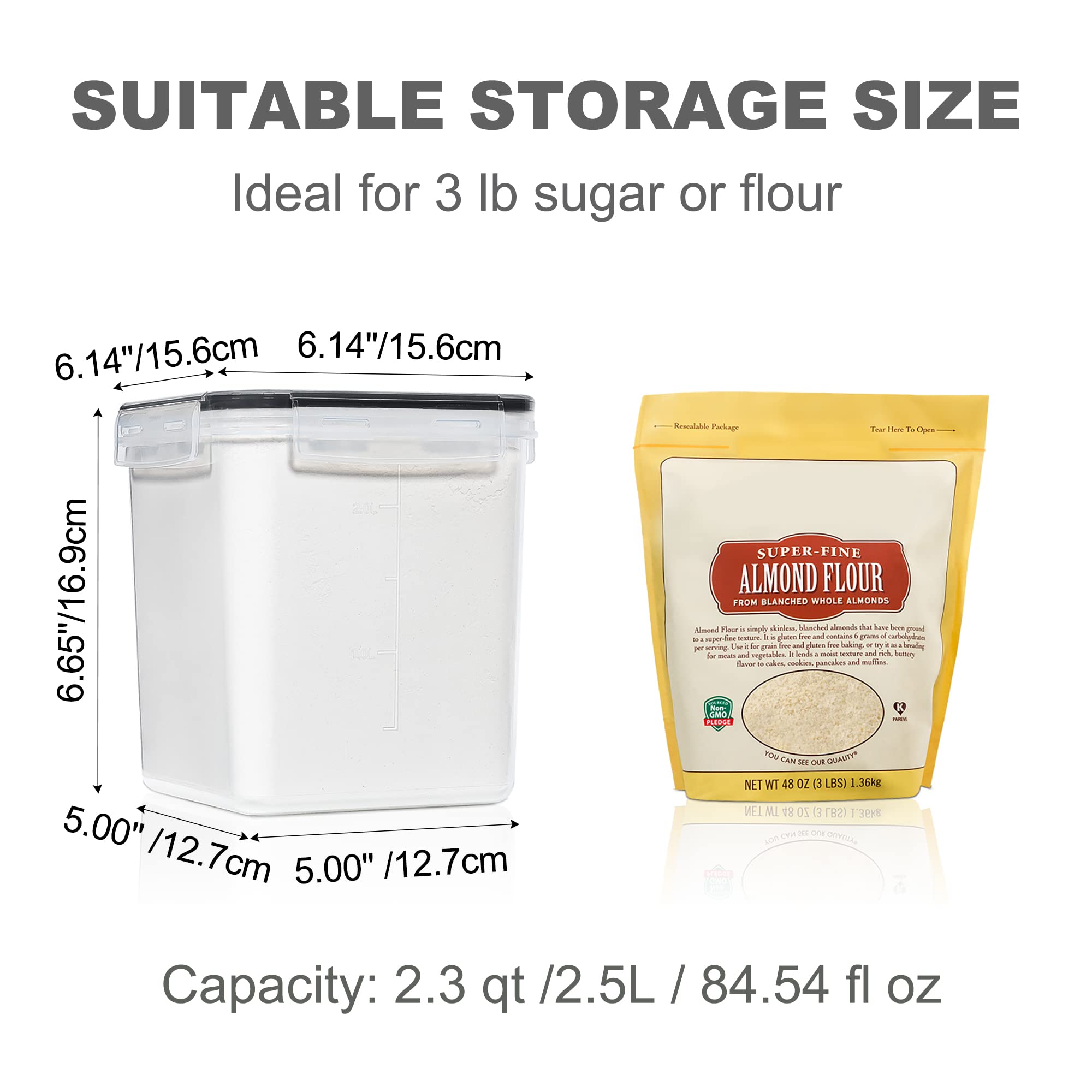 PANTRYSTAR clear 3-pack pantry containers shown on shelf.