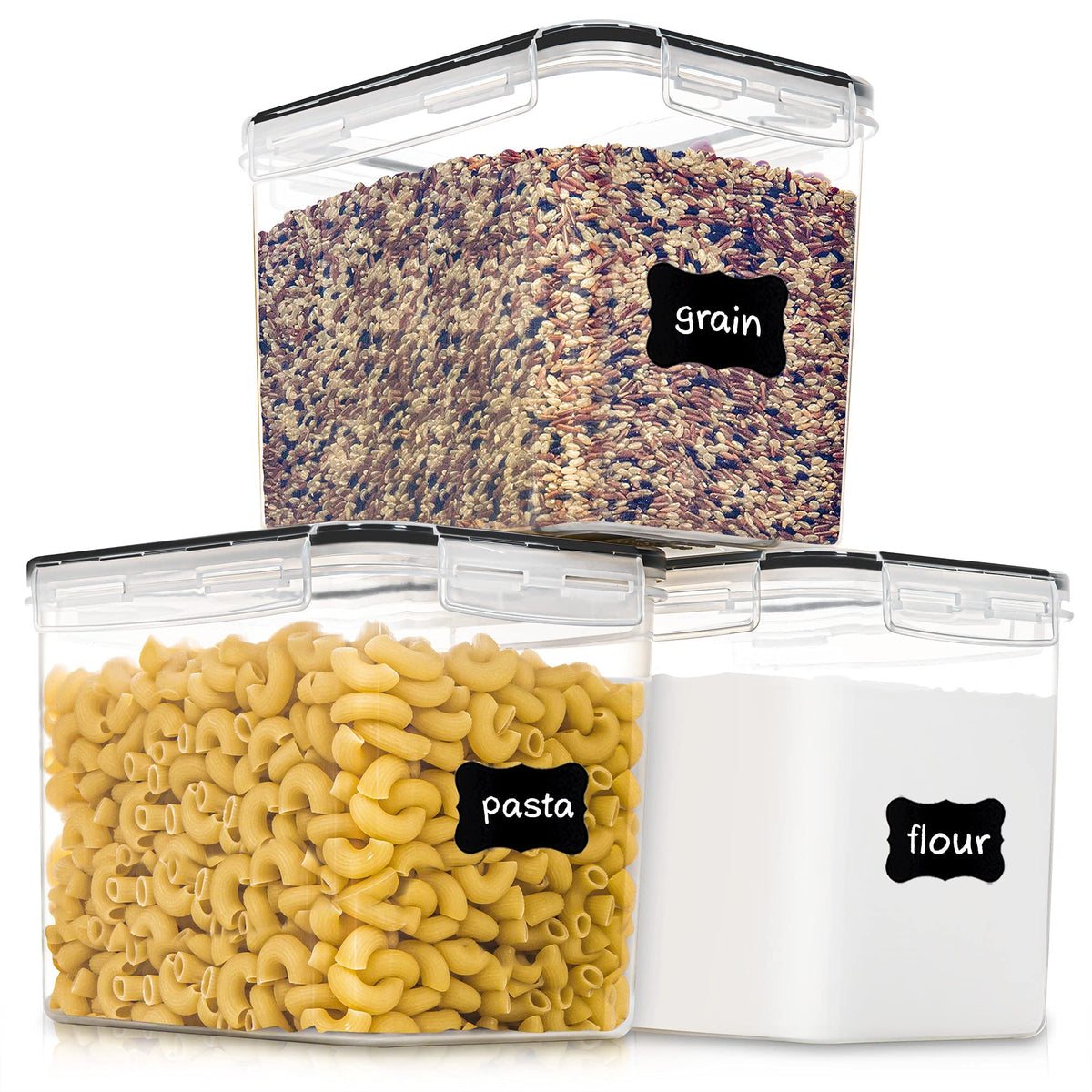 PANTRYSTAR medium container with lid on, airtight sealing keeps flour fresh.