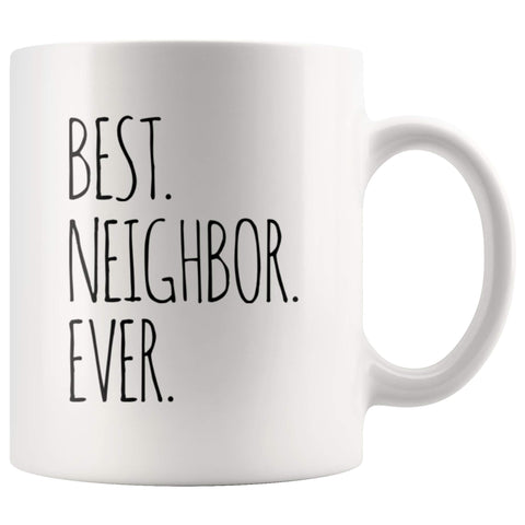 Panvola Best Neighbor Ever mug front view, ideal neighbor gift.