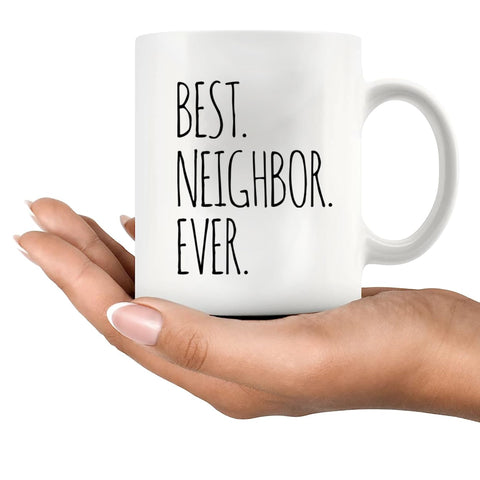 Panvola Best Neighbor Ever mug with gift box ready to gift.