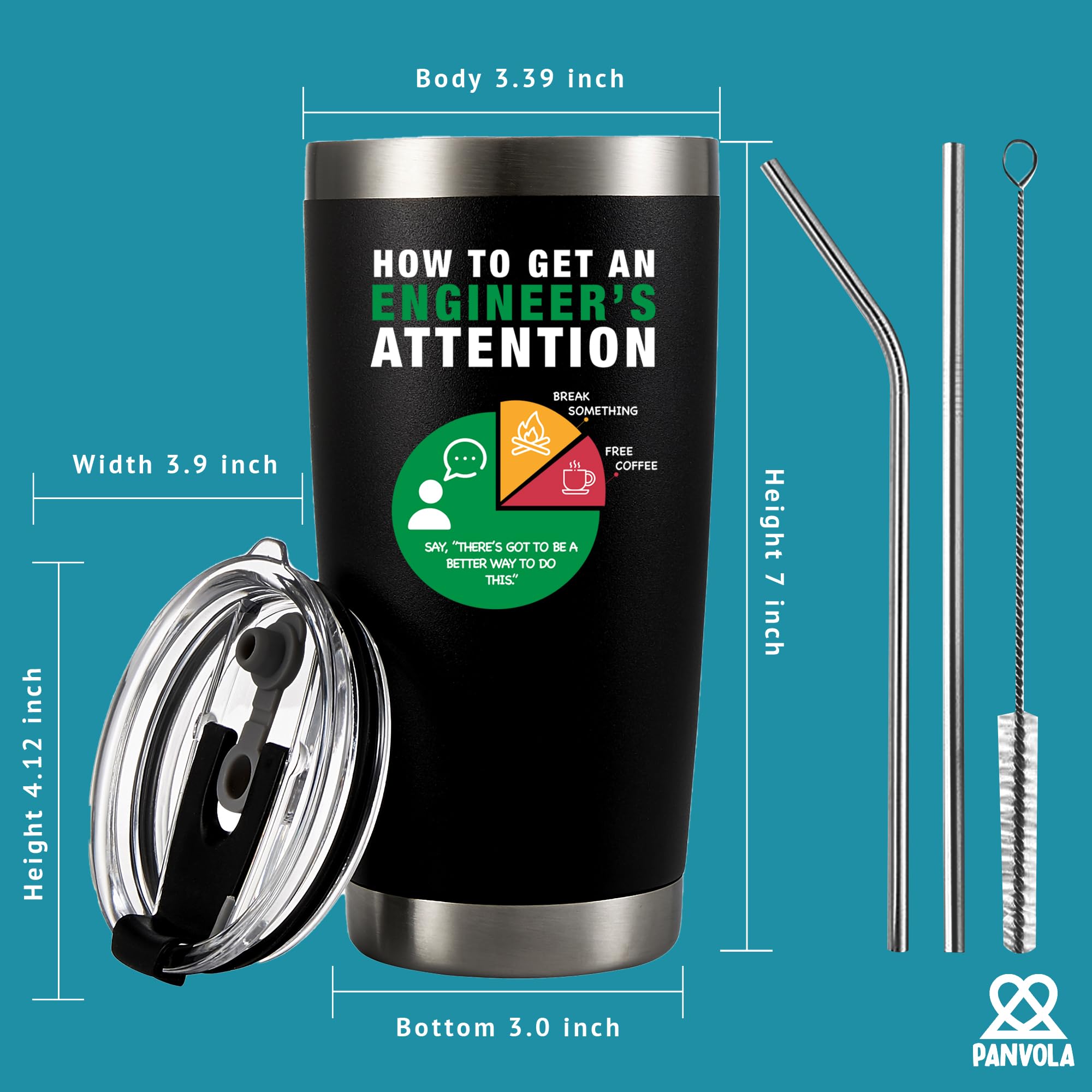 Panvola 20 oz capacity suits coffee, tea, or cold beverages at work.