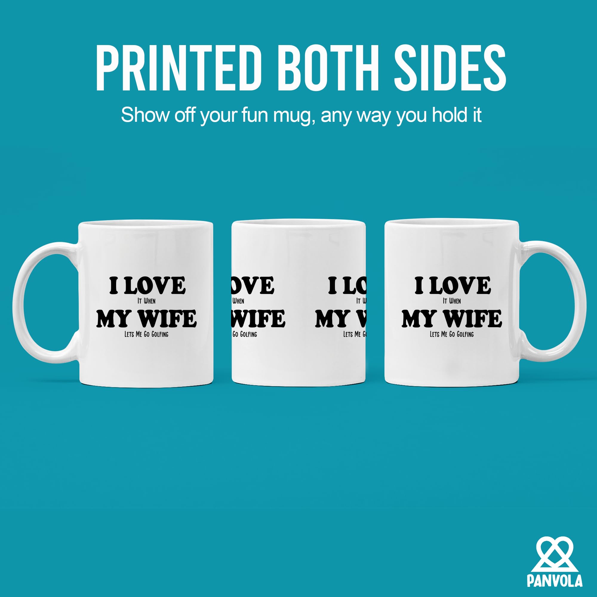 Panvola ceramic mug close-up shows glossy finish and vibrant, long-lasting print.