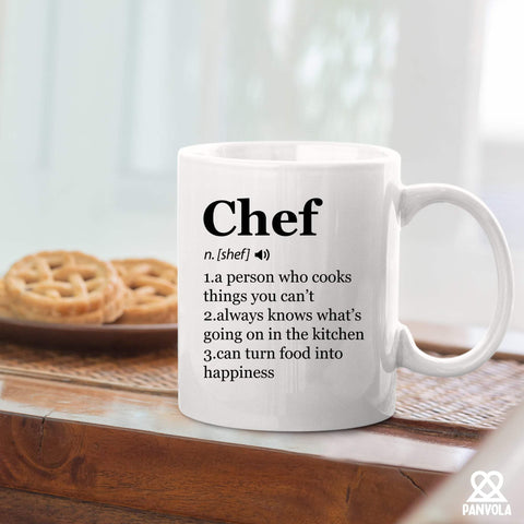 Panvola Chef Definition Mug dishwasher-safe design enables easy cleanup.