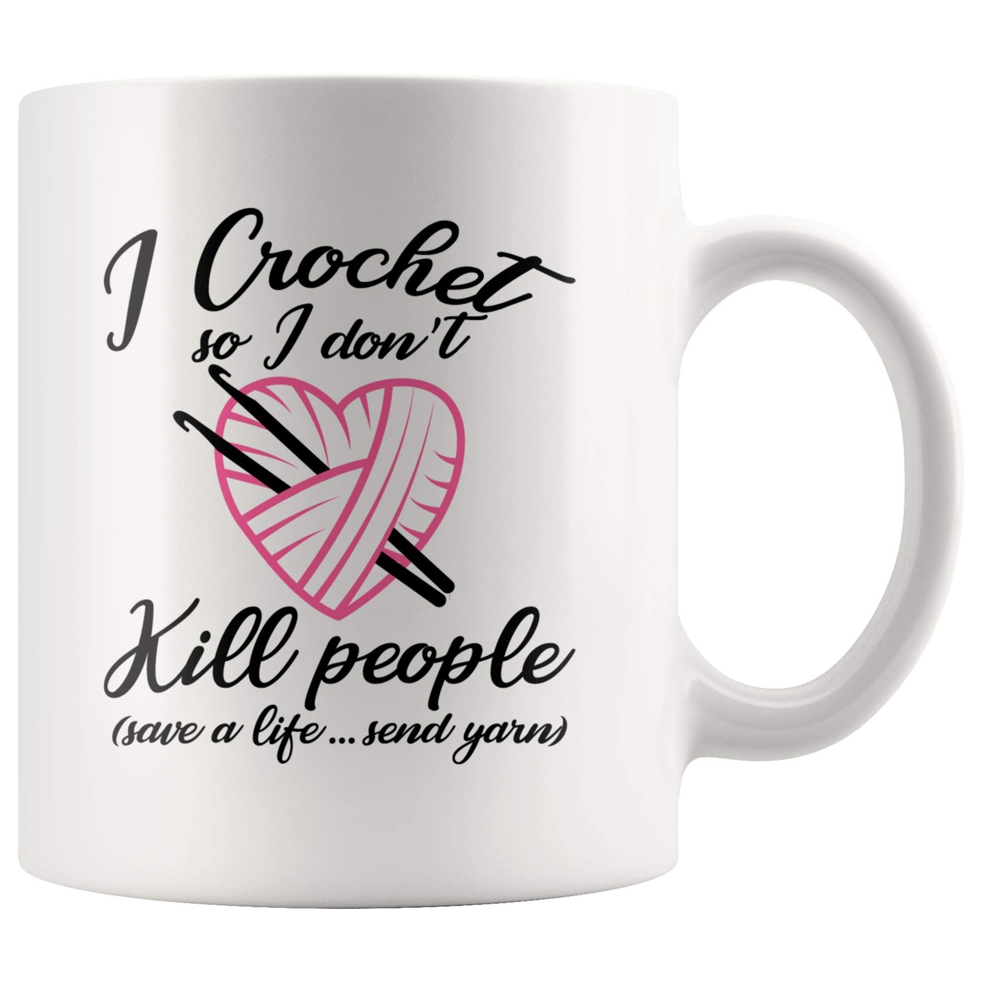 Panvola crochet yarn mug front view, ideal for cozy craft sessions