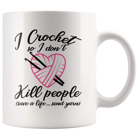 Panvola crochet yarn mug front view, ideal for cozy craft sessions