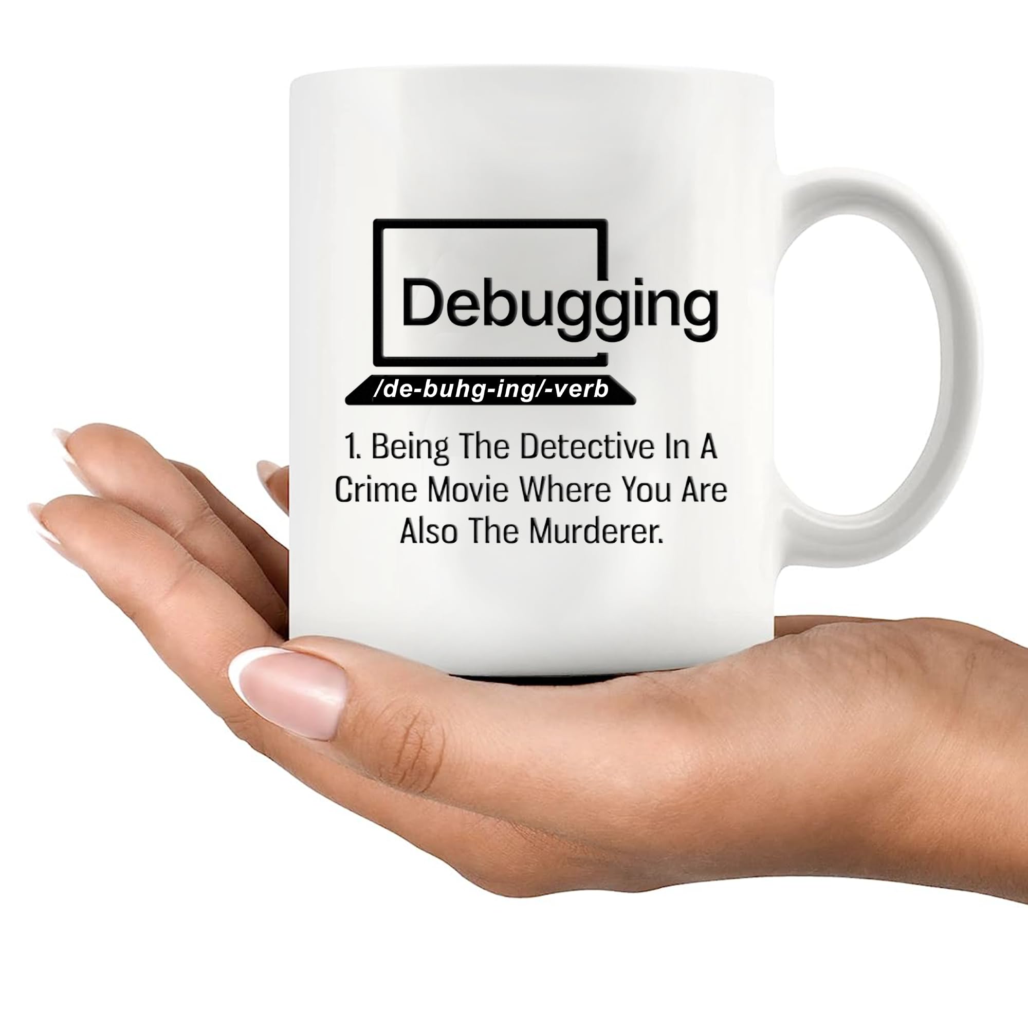 Panvola debugging mug ready for dishwasher cleaning after use.