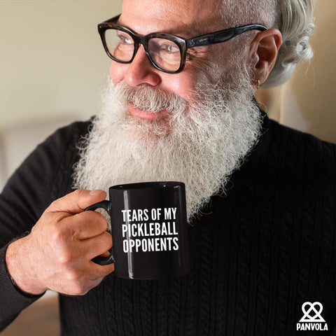 Panvola double-sided print mug keeps messages visible from either side