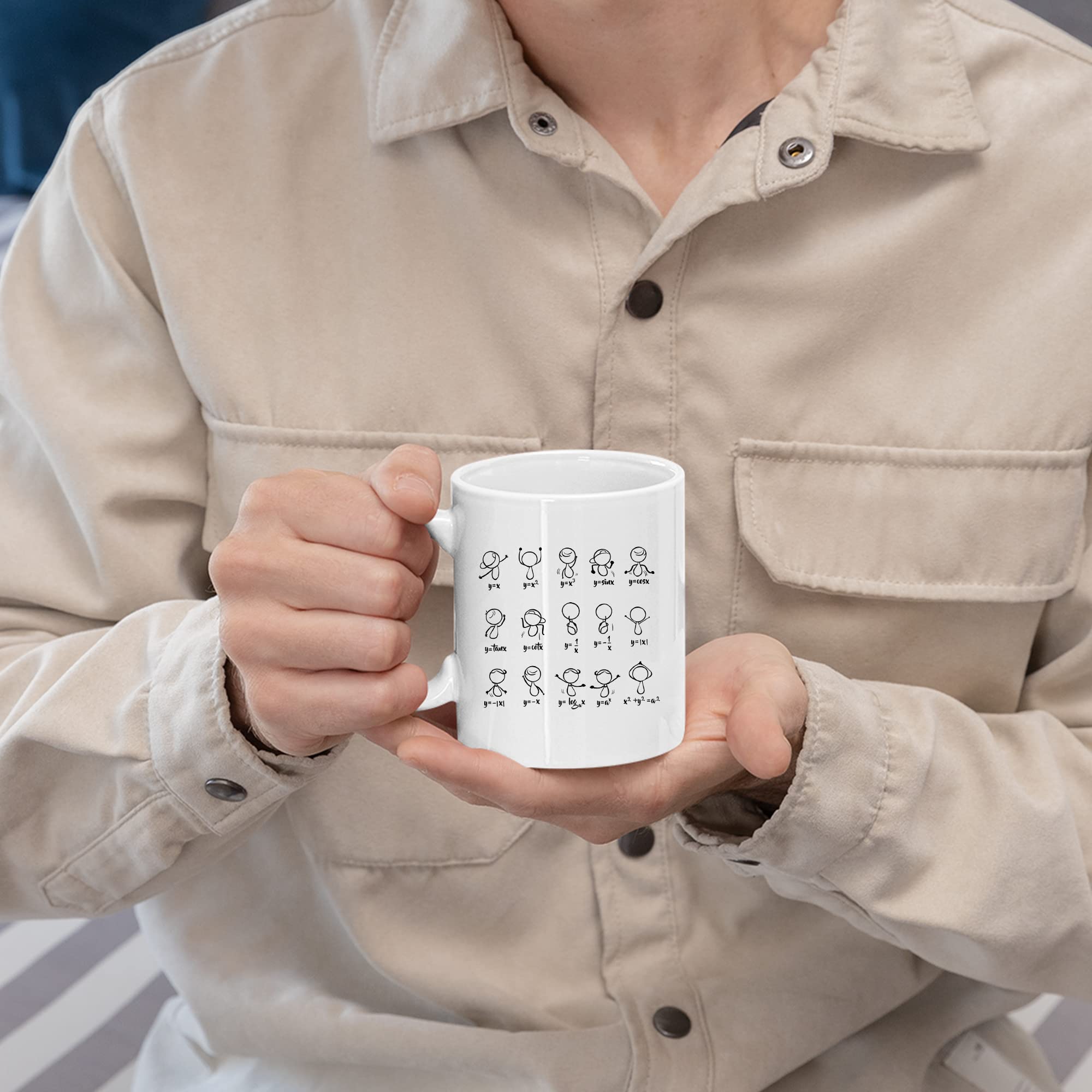 Panvola mug close-up highlights glossy print and vibrant math graphics.