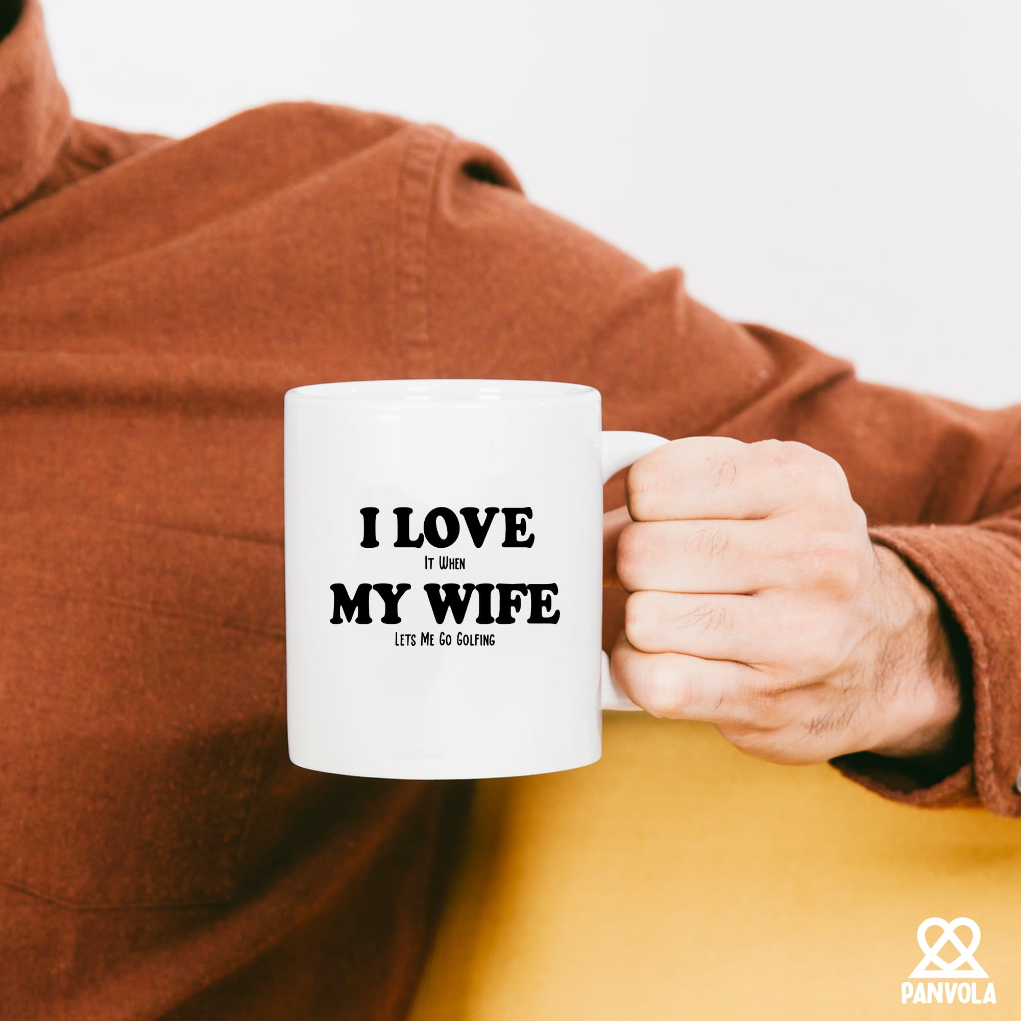 Panvola gift-packaging-ready mug ideal for birthdays or golf lovers.