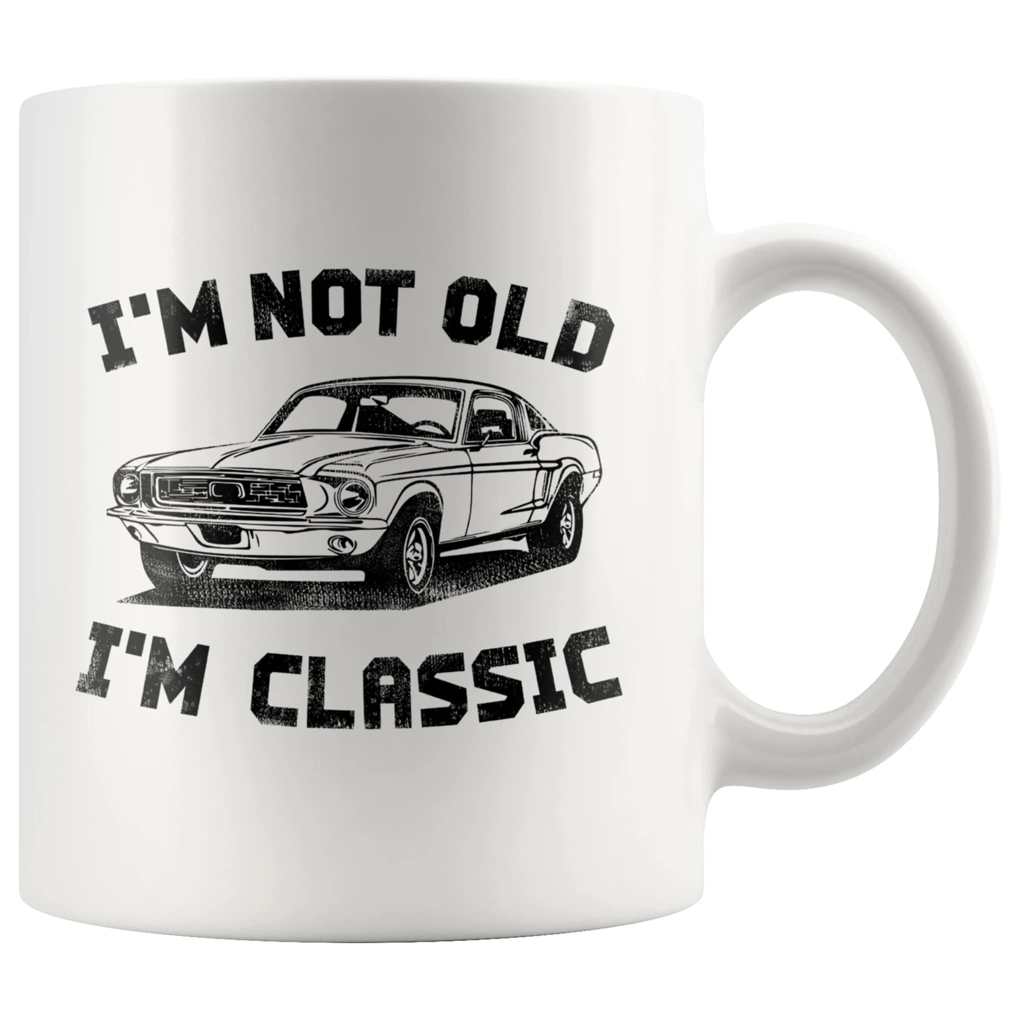Panvola I'm Not Old I'm Classic mug with vintage car design, a timeless desk companion.