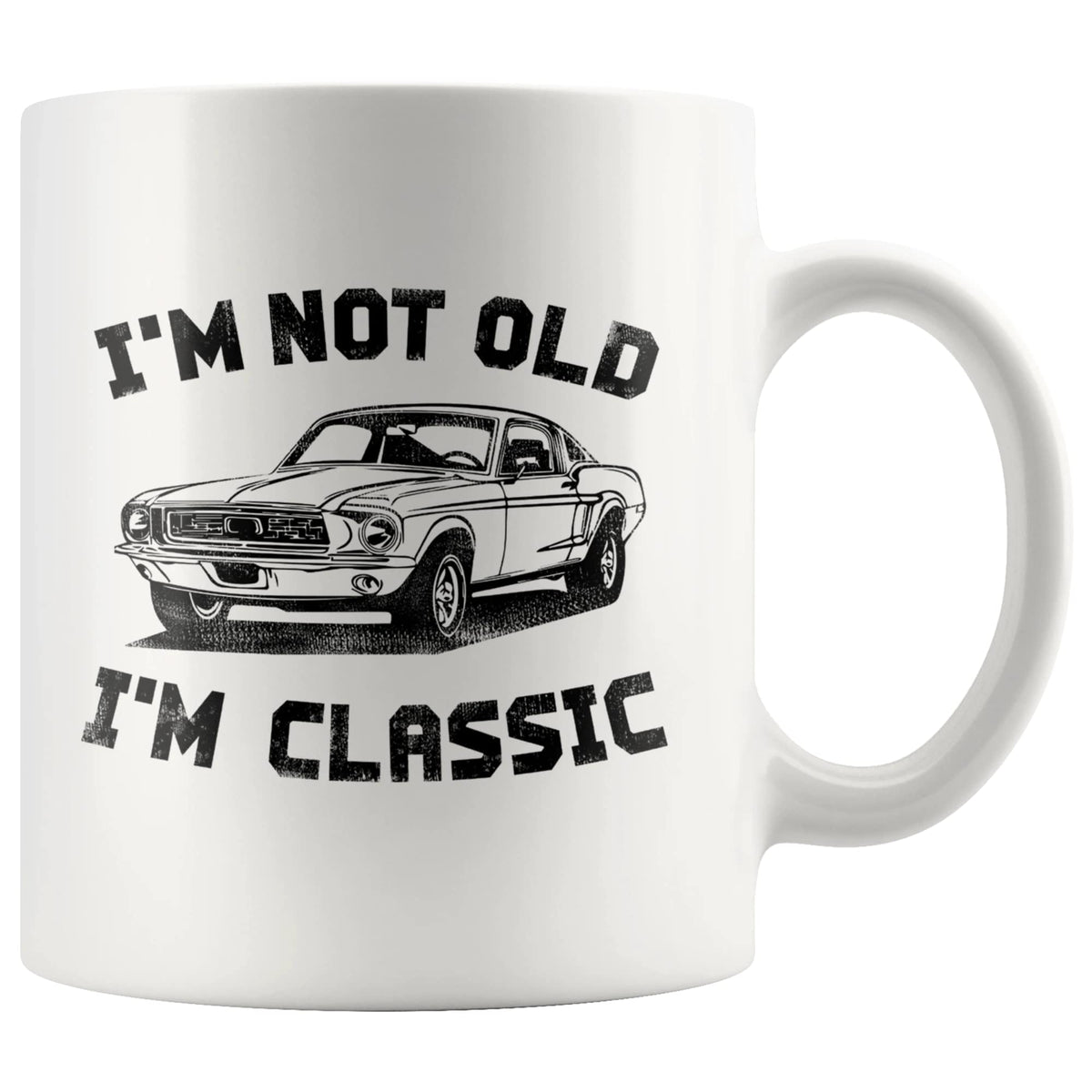 Panvola I'm Not Old I'm Classic mug with vintage car design, a timeless desk companion.