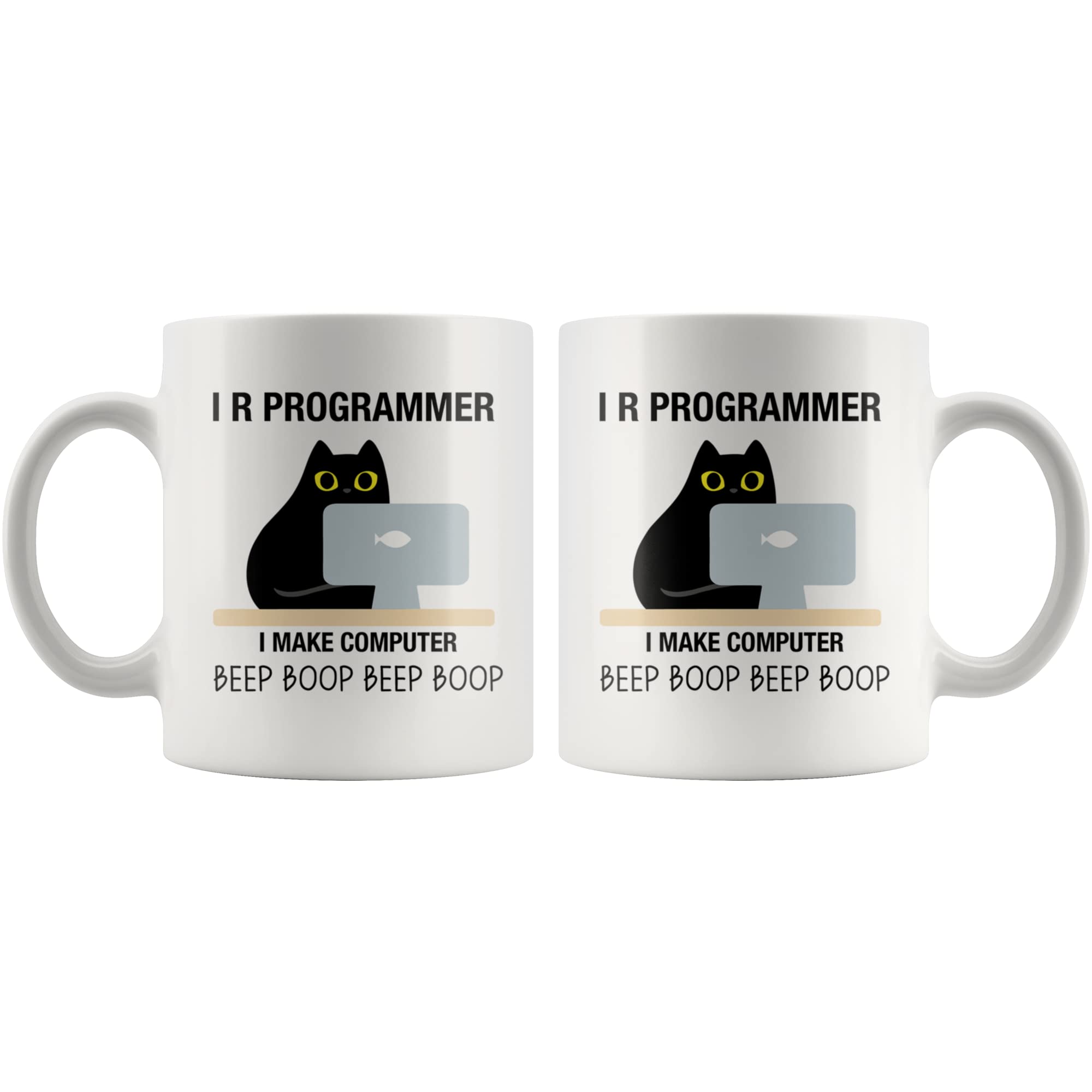 Panvola I R Programmer mug used as pen holder on a desk