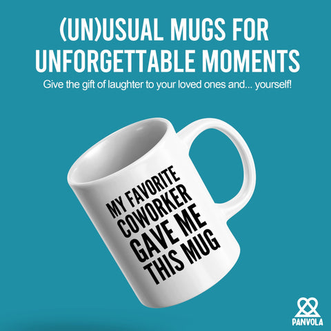 Panvola My Favorite Coworker mug, side view with quote, ideal farewell gift