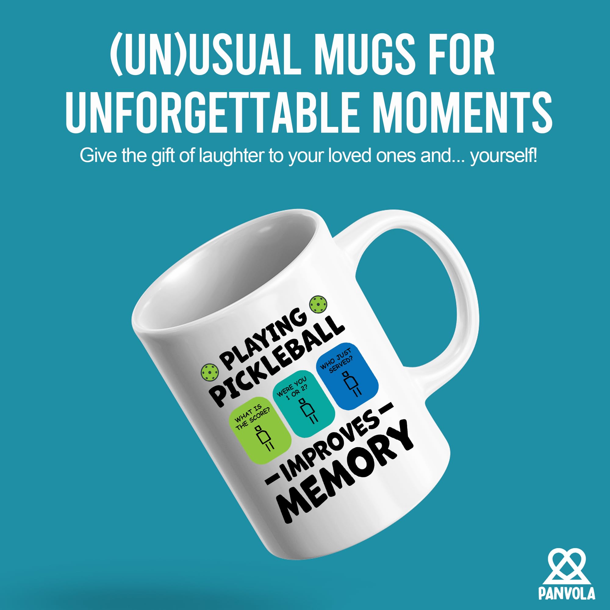 Panvola pickleball memory mug back design, great for gifting on occasions.