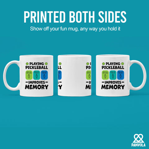 Panvola pickleball memory mug dishwasher-safe, easy cleaning after busy days.