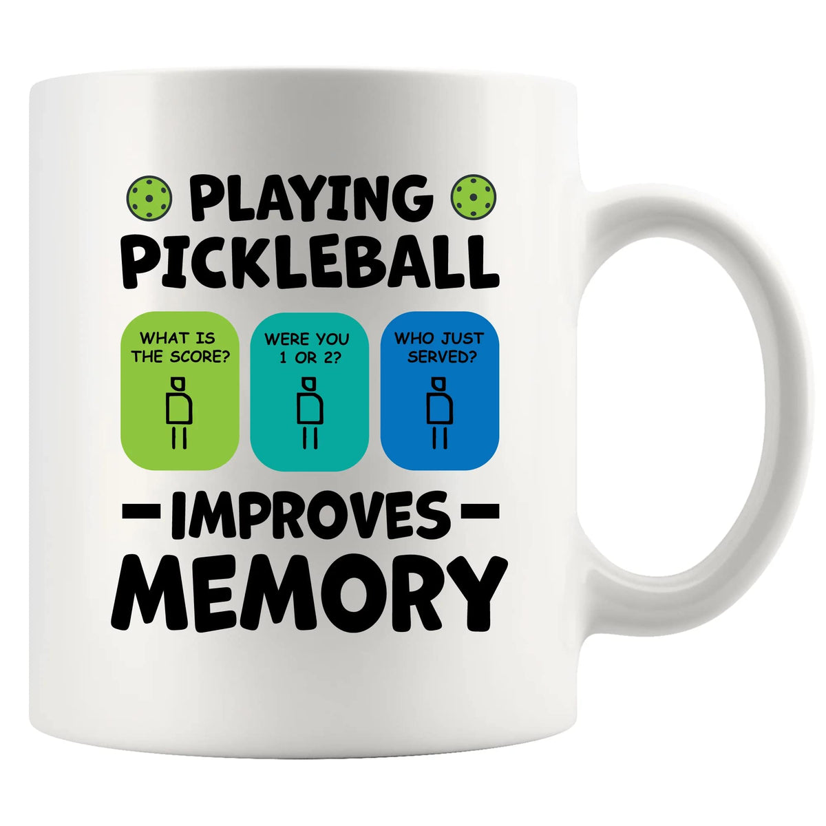 Panvola pickleball memory mug front design, ideal for daily coffee.