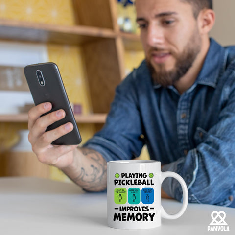 Panvola pickleball memory mug gift idea for pickleball lovers.