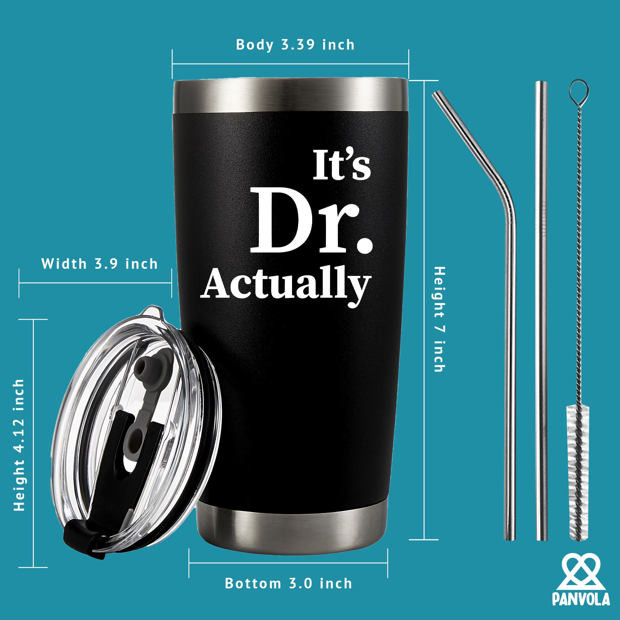 Panvola black powder-coated tumbler with durable finish and professional look.
