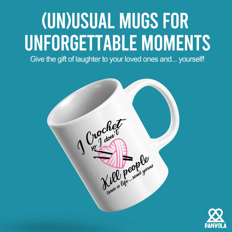 Panvola Save A Life Send Yarn mug side view, great for gifting