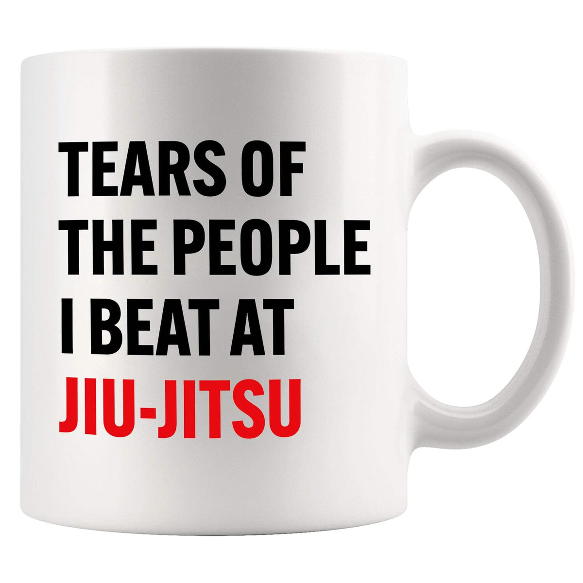 Panvola Tears Of The People mug front view, a witty jiu-jitsu gift idea for fans.