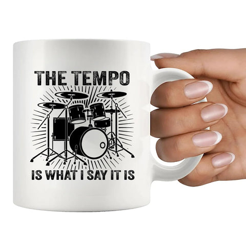 Panvola Tempo mug gift-packaged, ready-to-gift for drummers.