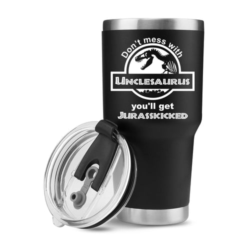 Panvola Unclesaurus tumbler with quote for daily hydration on the go