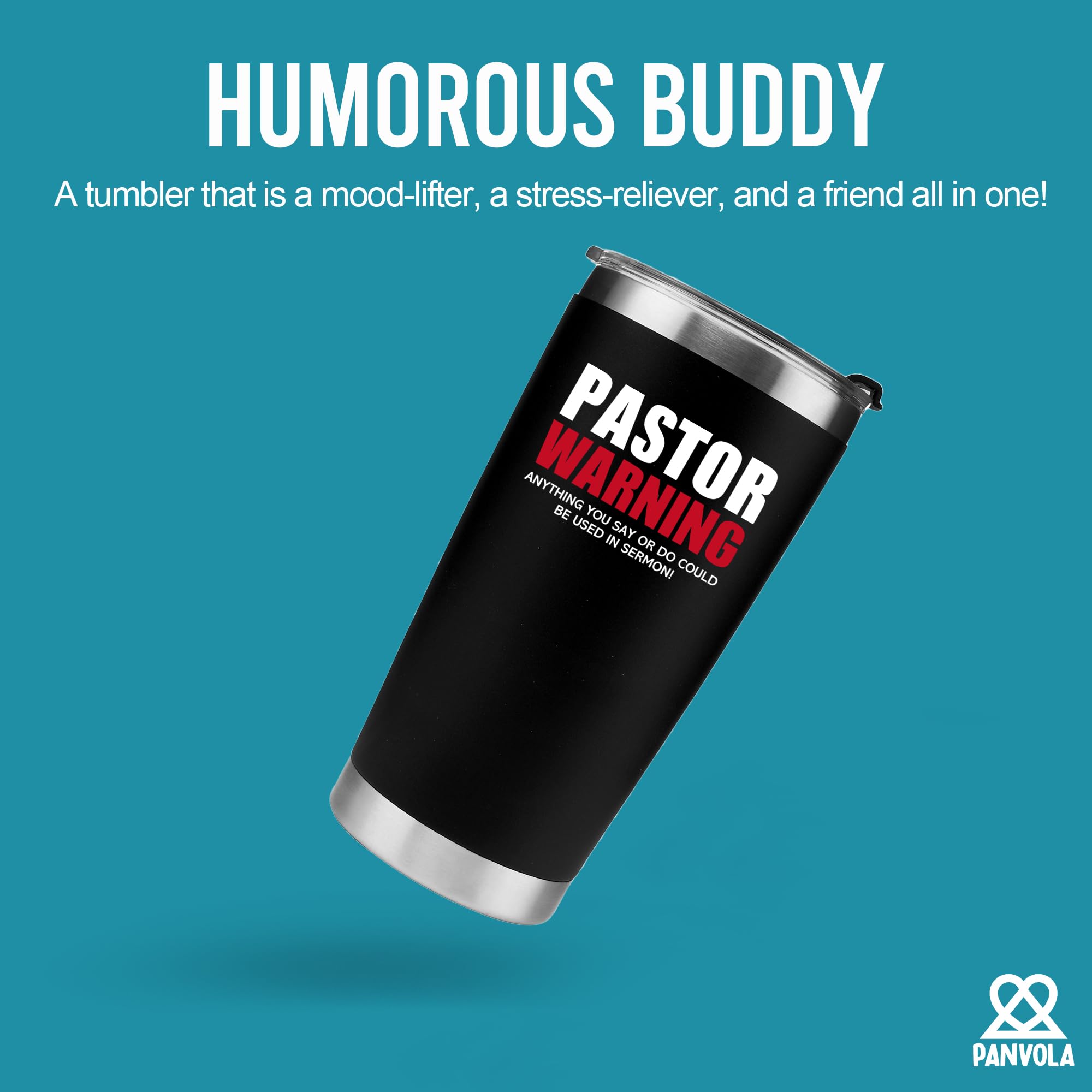 Panvola vacuum-insulated stainless steel tumbler maintains hot or cold drinks for hours.
