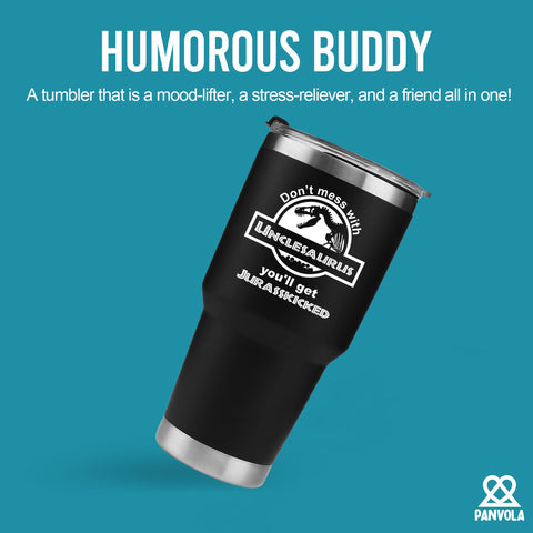 Panvola Vacuum insulated tumbler preserves hot or cold drinks longer