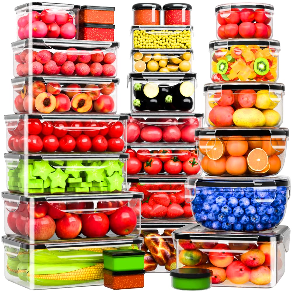 Panxenaulos 54-piece rectangular containers with airtight lids for meal prep and freshness