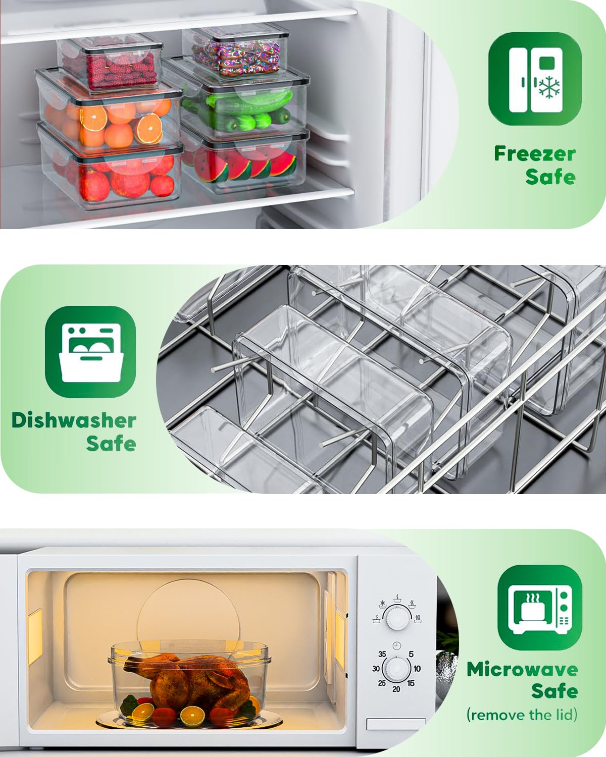 Panxenaulos leakproof design prevents spills and fridge mess.