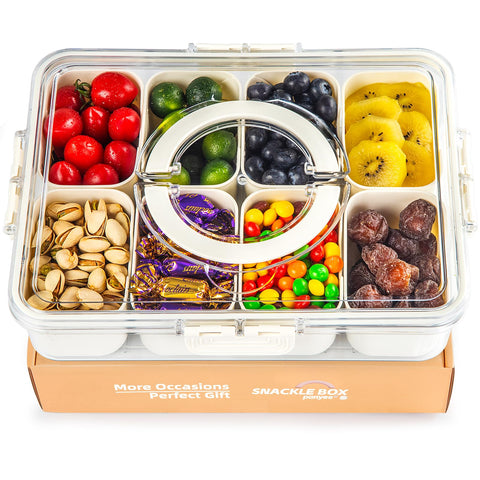 PANYEE Snack Box with lid and handle; clear compartments for organized, on-the-go snacking.