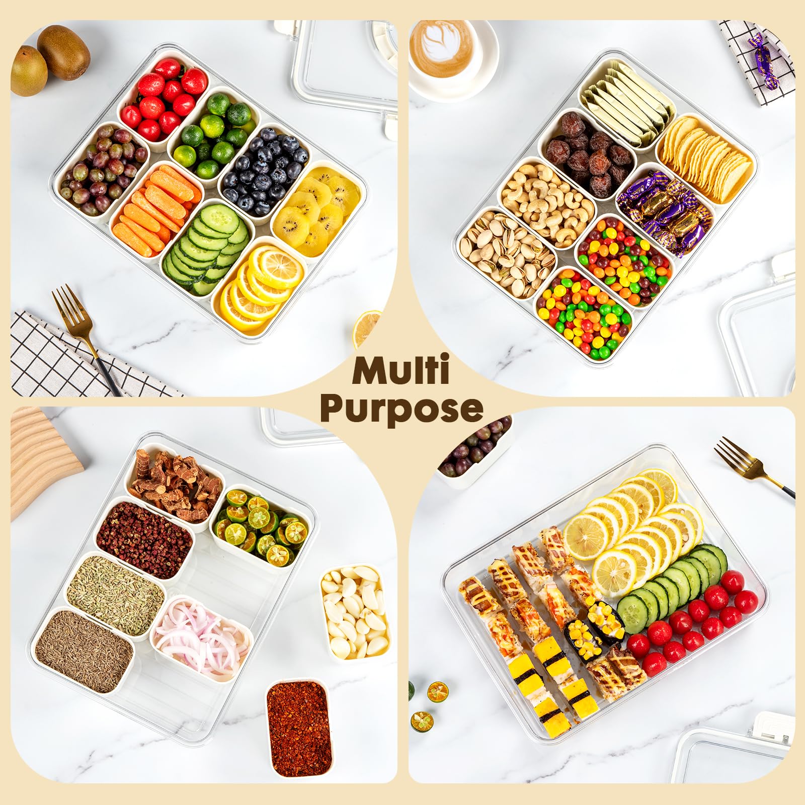 PANYEE Snack Box shows eight removable cups for varied snacks.