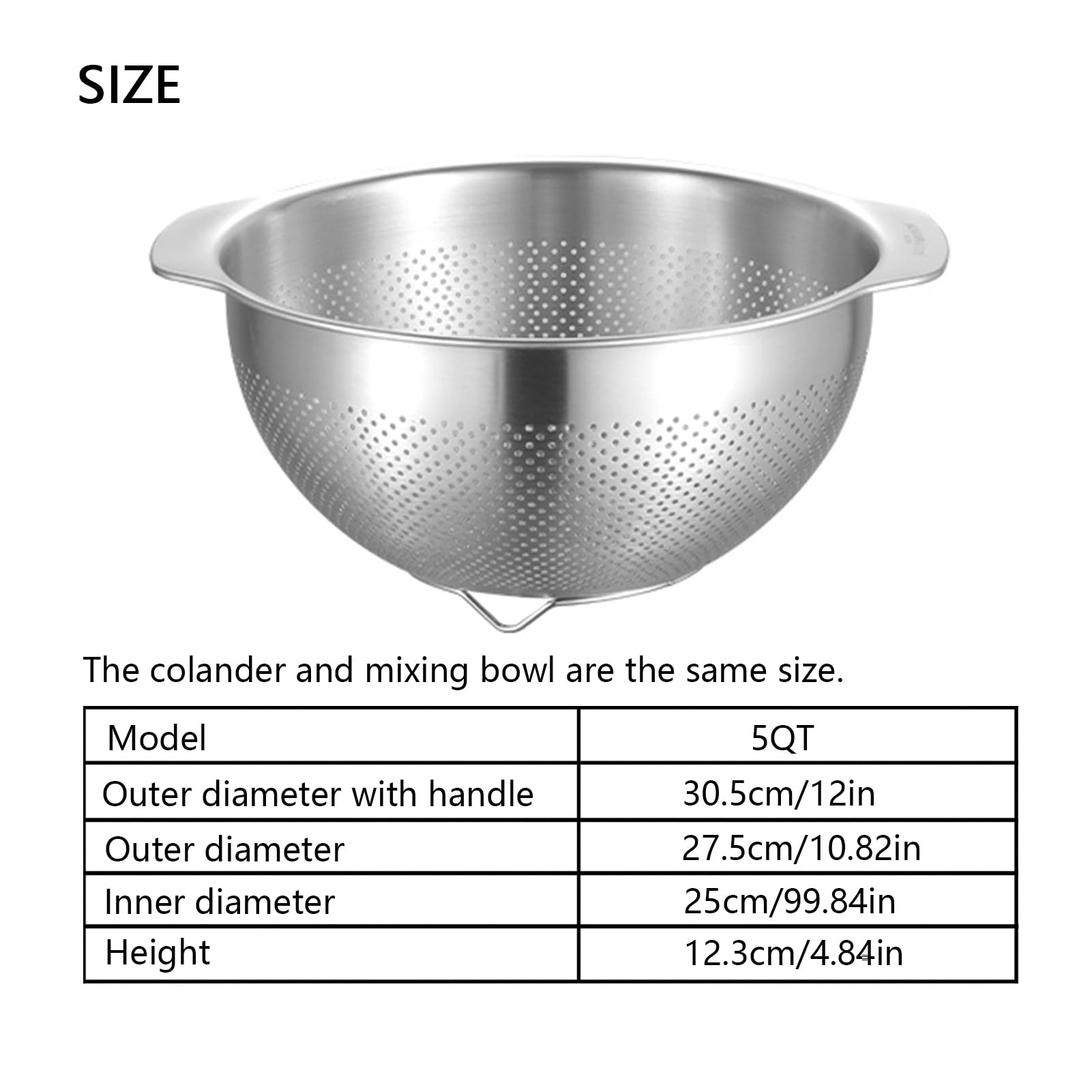 Paoli 18-8 stainless steel colander highlights durable, corrosion-resistant construction