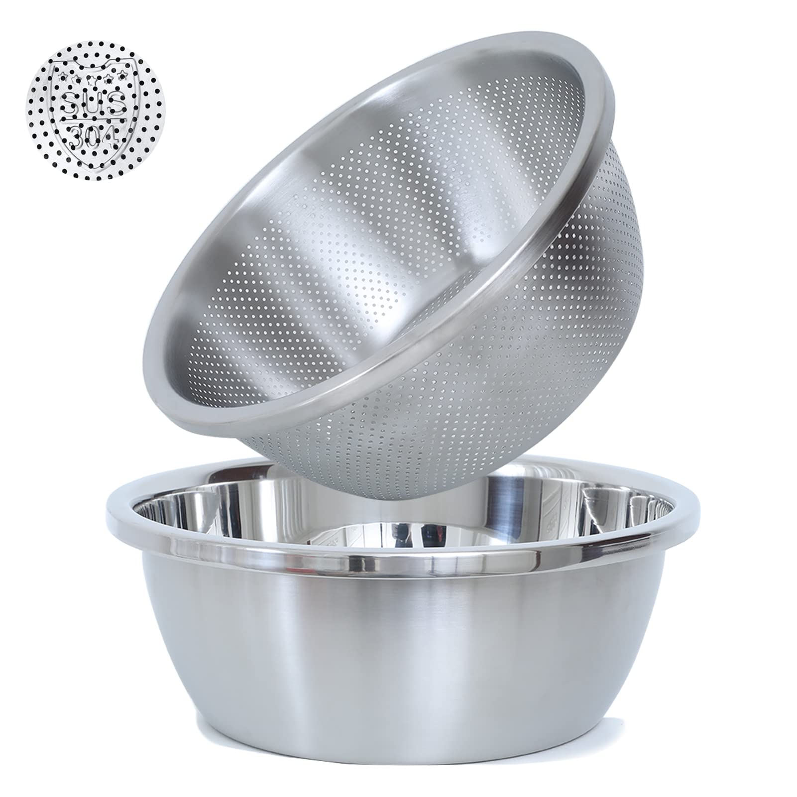 Paoli 304 stainless steel colander 2qt with microporous design for efficient washing and draining.
