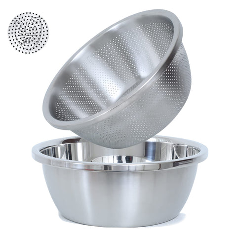 Paoli 304 stainless steel colander 2qt with microporous design for efficient washing and draining.