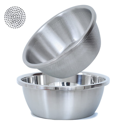 Paoli 304 stainless steel microporous colander front view for durable washing