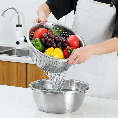 Paoli mixing bowl stainless steel interior, mirror polished, easy to clean after prep.