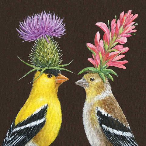 Paperproducts Design Vicki Sawyer cocktail napkins with Goldfinch motif for celebrations.