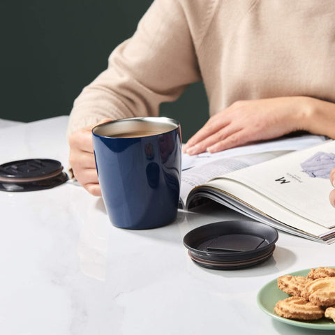 PARACITY 12oz travel mug fits cup holders on the go.