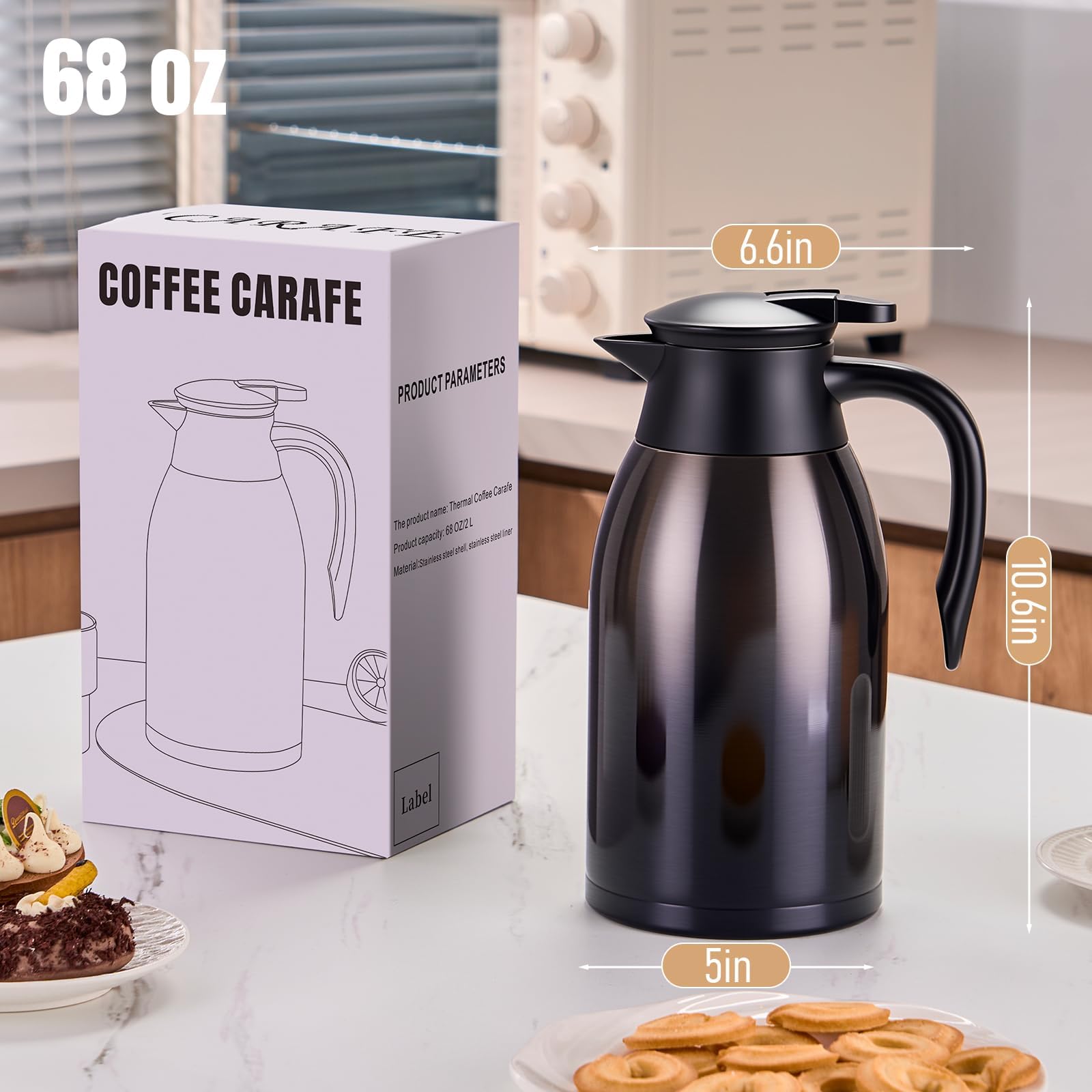 PARACITY 68oz carafe in an office setup demonstrating all-day beverage service