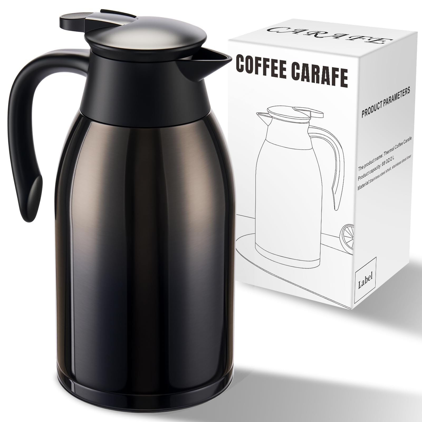 PARACITY 68oz thermal coffee carafe exterior for durable home or office use