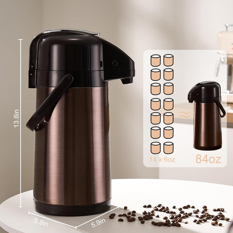PARACITY 2.5L capacity preserves freshness and aroma for all-day hosting.