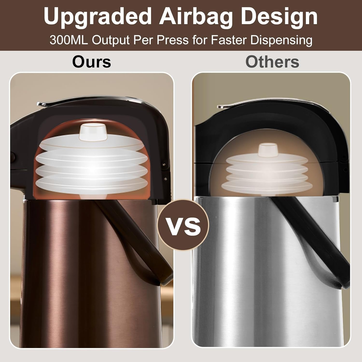 PARACITY airpot with lazy Susan base enables smooth rotation for easy pouring.