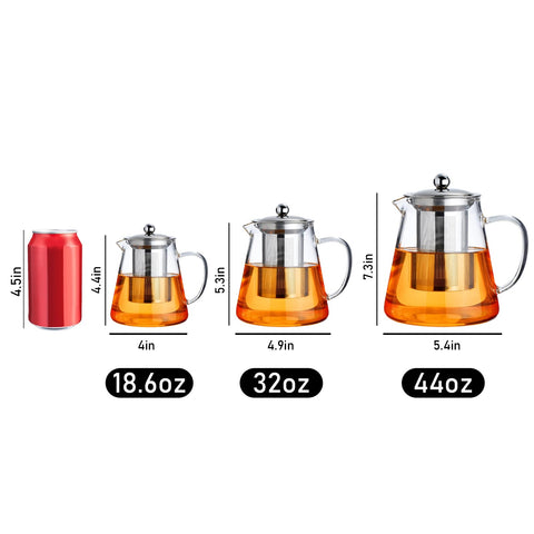 PARACITY borosilicate glass teapot reveals steeping color and clarity.