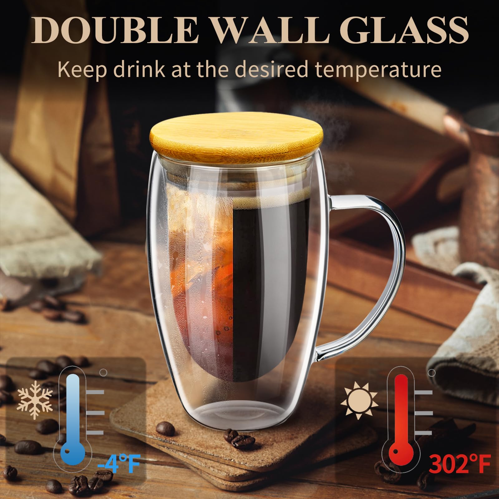 PARACITY borosilicate mug resists temperature changes for versatile use.