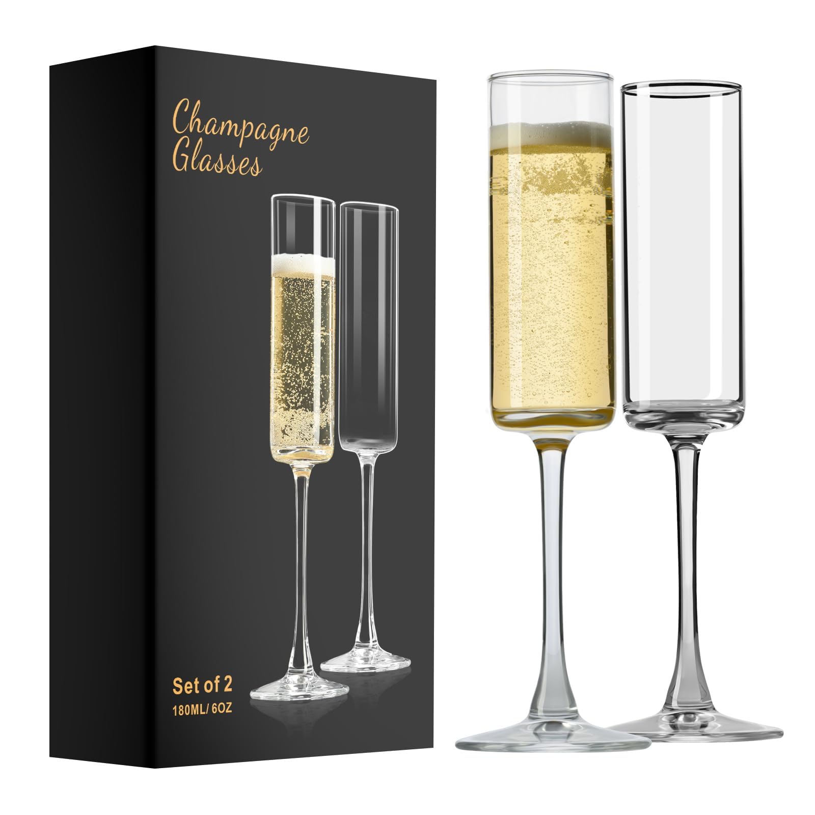 PARACITY champagne glasses highlight bubbles and clarity for refined entertaining.