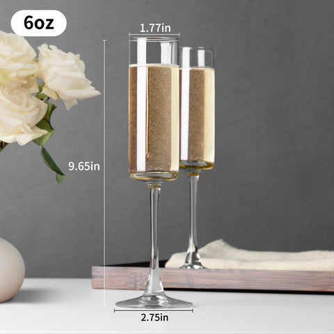 PARACITY champagne glasses with a modern silhouette enhancing bubbles and color at stylish gatherings.